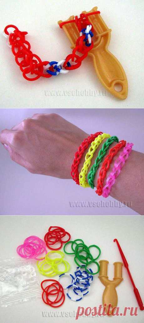 Простой браслет из резиночек Loom bands 5 способами