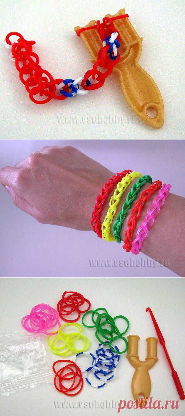 Простой браслет из резиночек Loom bands 5 способами