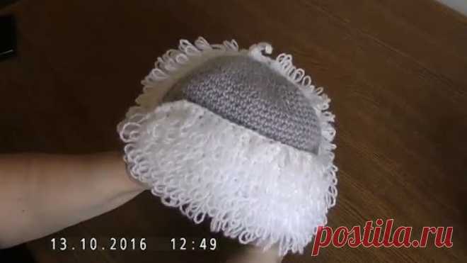 Шапочка ушанка с вязаным мехом
