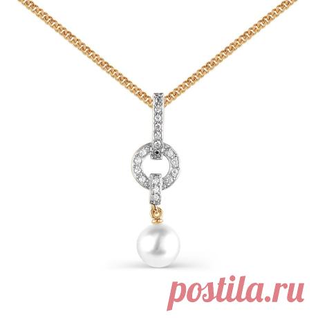 Колье из красного золота с белым жемчугом (арт. Т14811349)