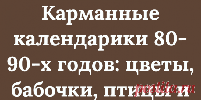 Карманные календарики 80-90-х годов: цветы, бабочки, птицы и другая природа…
Сегодня показываю несколько календариков из нашей семейной коллекции, объединенных темой животного мира. Здесь есть серия календариков «Красная книга» и не только… Птицы Водный мир Бабочки Растения Еще животные на календариках: Милые домашние кошечки на календариках 80-90-х годов Изображения собак на карманных...
Читай дальше на сайте. Жми подробнее ➡