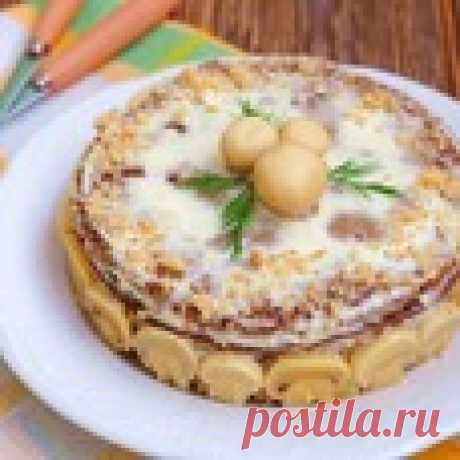 Торт-салат "Печеночно-ореховый" Кулинарный рецепт