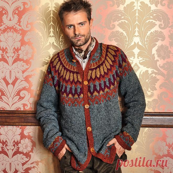 Мужской жаккардовый жакет - схема вязания спицами. Вяжем Жакеты на Verena.ru