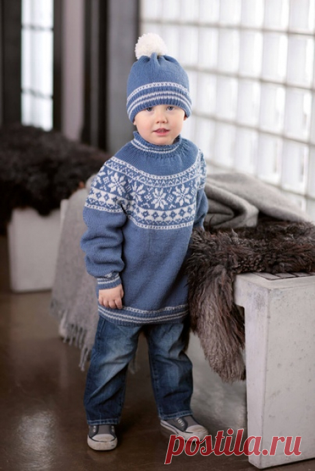 На немецком языке по ссылке https://stricken-haekeln.de/kinder-norwegerpulli-mit-..