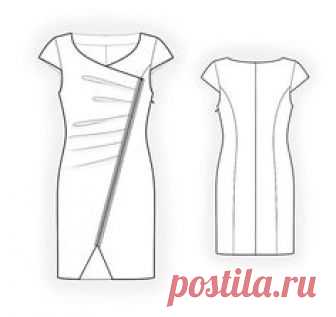 Платье с платьями - Швейный узор # 4344.  Пошив швейной модели от Lekala с бесплатной онлайн-загрузкой.  Футляр, Дартс, Сплаки, Пуговицы, Жемчужина шеи, Стенд воротник, Длинные рукава, Вкладыши-вкладыши, Манжеты рукава.