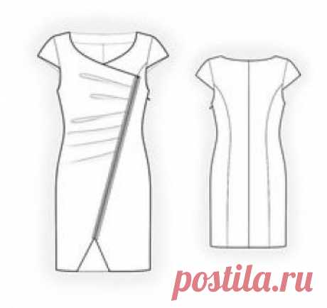 Платье с платьями - Швейный узор # 4344. Пошив швейной модели от Lekala с бесплатной онлайн-загрузкой. Футляр, Дартс, Сплаки, Пуговицы, Жемчужина шеи, Стенд воротник, Длинные рукава, Вкладыши-вкладыши, Манжеты рукава.