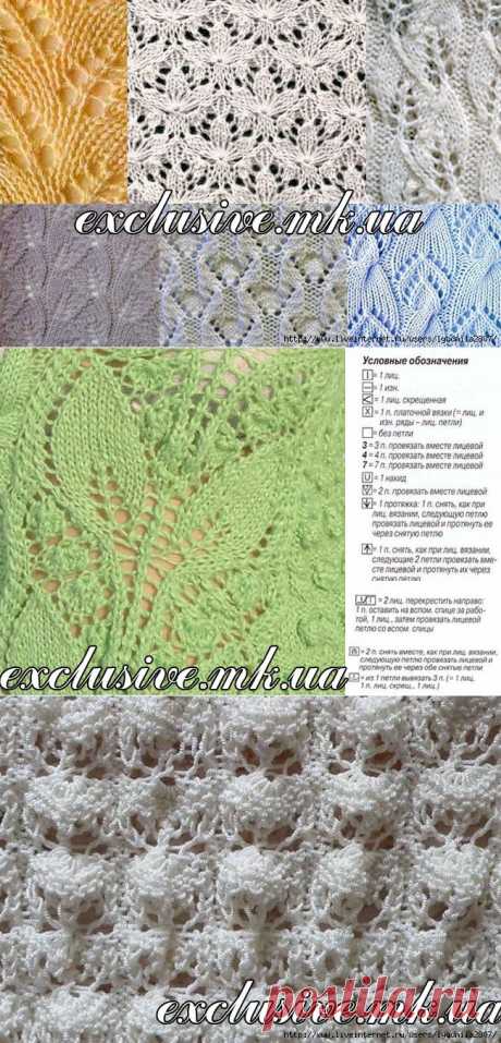 Фантазийные ажурные узоры спицами с описанием и схемами