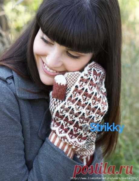 варежки с жаккардовым рисунком