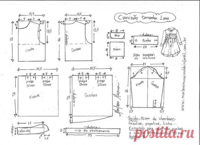 Выкройки и схемы детской одежды