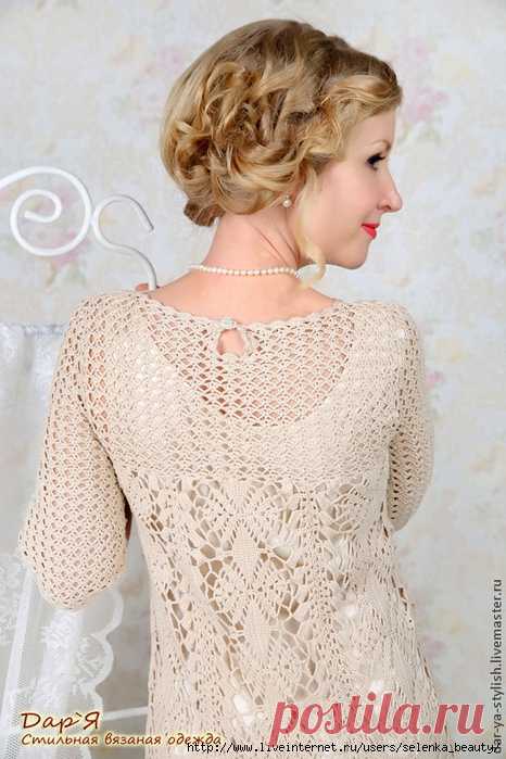 Кружевное вязаное платье "Перла"