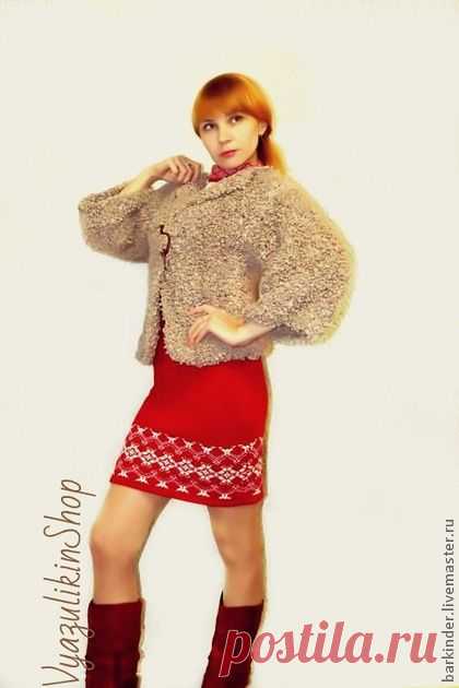 Вязаный жакет "Кучеряшечка" - бежевый,однотонный,жакет,Жакет вязаный,жакет женский