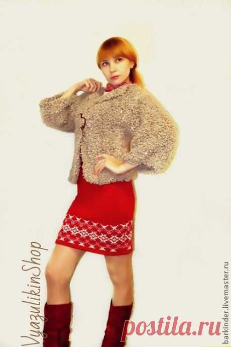 Вязаный жакет &quot;Кучеряшечка&quot; - бежевый,однотонный,жакет,Жакет вязаный,жакет женский