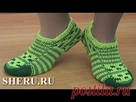 Яркие носочки-следки на двух спицах.