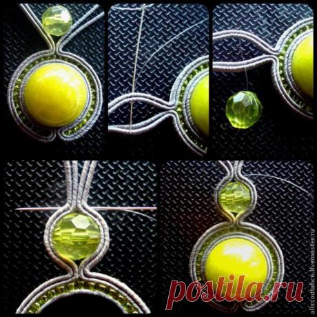Кулон в технике сутажной вышивки - Ярмарка Мастеров - ручная работа, handmade