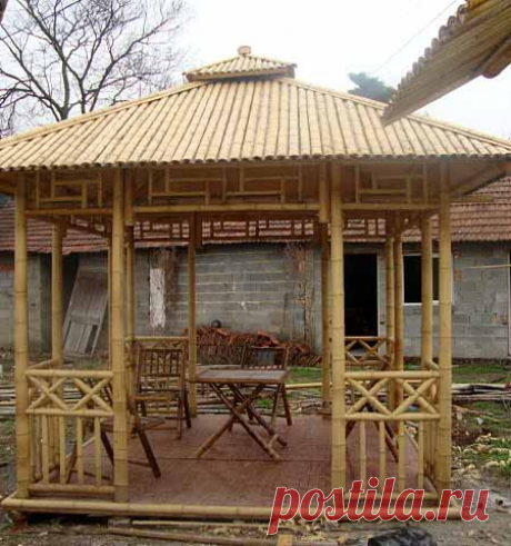 Необычные садовые беседки: 10 беседок в восточном стиле из бамбука