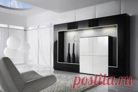 Глянцевые стенки в гостиную: мебель белая в зал, фото фасадов и поверхности, эмаль серый металлик, слоновая кость