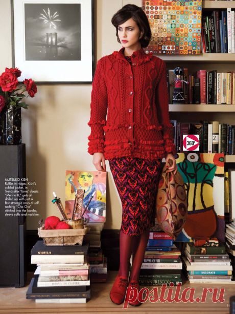 Вязание кардигана с рюшами Ruffled, модель 5, Vogue winter 2012-2013 Вязание кардигана с рюшами Ruffled, модель 5, Vogue winter 2012-2013