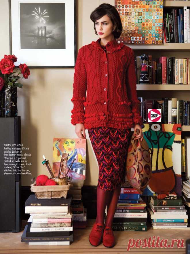 Вязание кардигана с рюшами Ruffled, модель 5, Vogue winter 2012-2013 Вязание кардигана с рюшами Ruffled, модель 5, Vogue winter 2012-2013