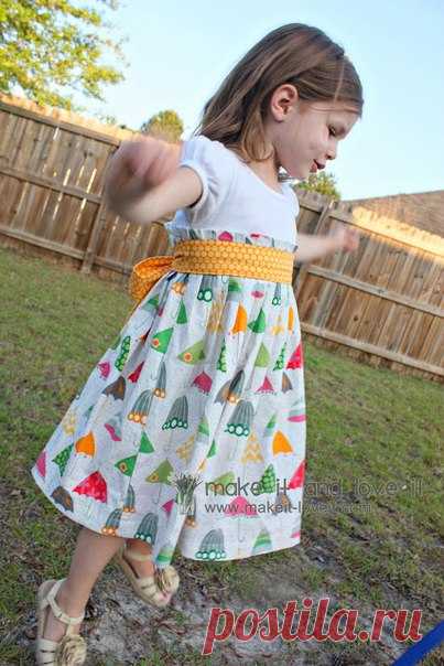 Переделка. Платье для девочки из футболки..