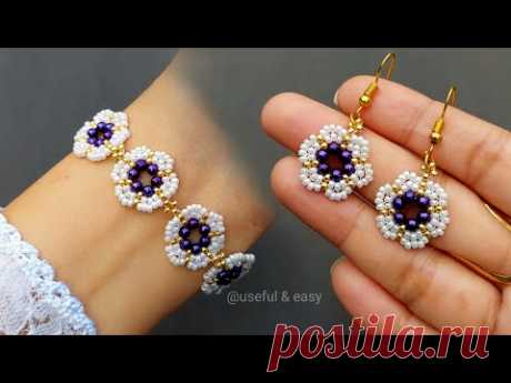 EASY FLOWER GARDEN🌼JEWELLERY MAKING AT HOME🌼BRACELET &amp; EARRINGS🌼Useful &amp; Easy