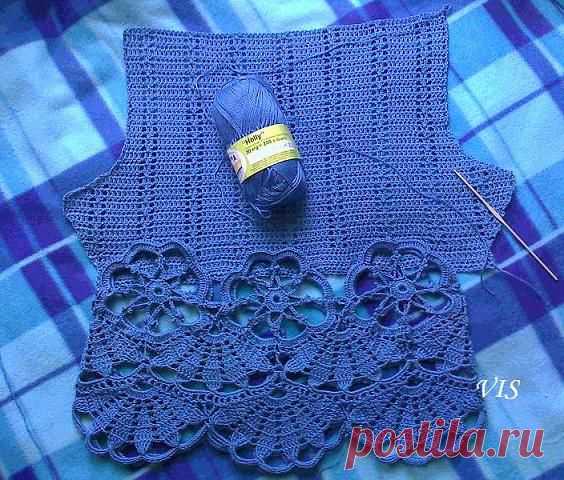 "Морской ракушки отпечаток- платье крючком"