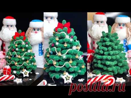 МК ёлка крючком из плюшевой пряжи 🎄🎊💥