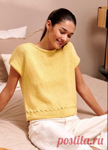 Запись на стене ТОП COTTON MÉLANGEВАМ НУЖНО300 (300–350) г желтой (цв. 7) пряжи Cotton Mélange (80% хлопка mako, 20% шерсти мерино экстрафайн, 140 м/ 50 г) фирмы Lana Grossa; прямые спицы № 4,5 и № 5,5, круговые спицы № 4,5 дли- ной 50 см