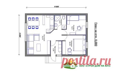 Каркасный дом 6*9 м, 54 кв.м, 1 этаж
