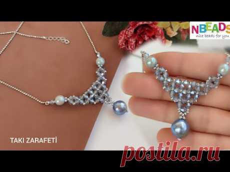 Nbeads.com /Kristal boncuklu şık kolye yapımı//DIY Necklace out of bicone beads  NbeadsTutorial