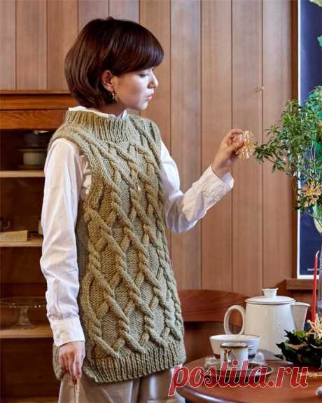 Жилет. Вязание спицами.