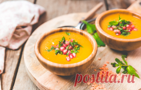 Крем-суп с чечевицей и бататом