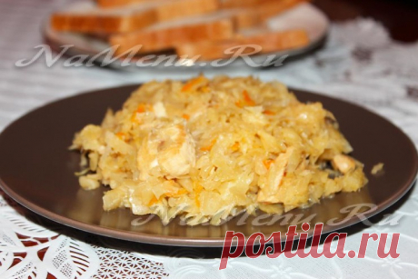 Тушеная капуста с мясом в мультиварке