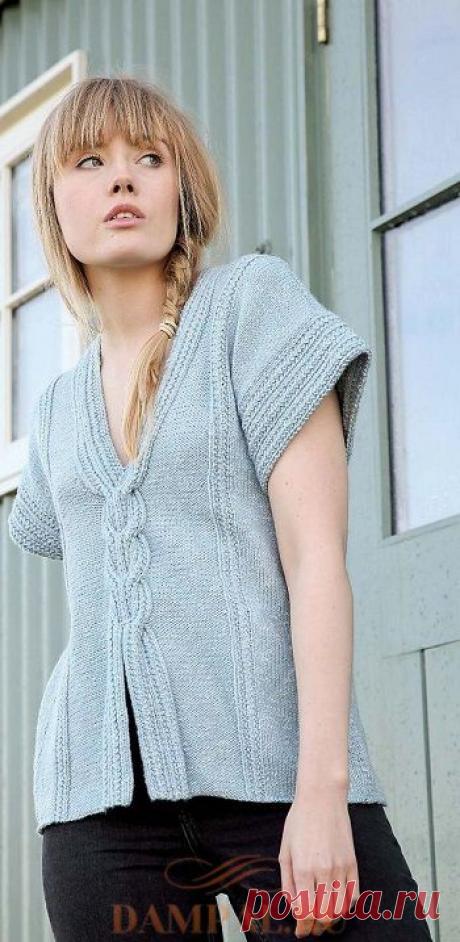 Летняя туника (безрукавка) «Accento» с рисунком из жгутов. Спицами. Все размеры. / DAMские PALьчики. ru