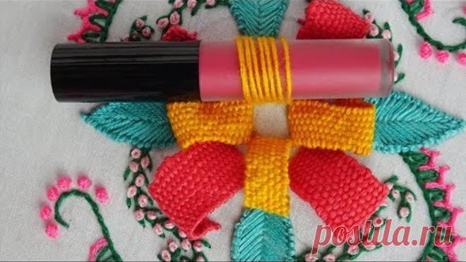 hand embroidery: fancy cushion cover design | amazing flower embroidery tricks