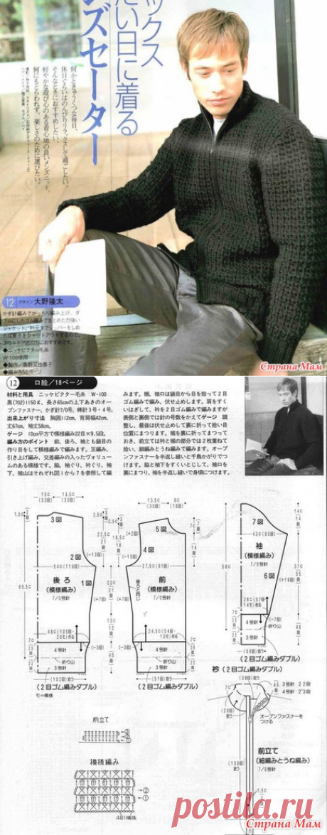 Мужской жакет крючком - Вяжем вместе он-лайн - Страна Мам