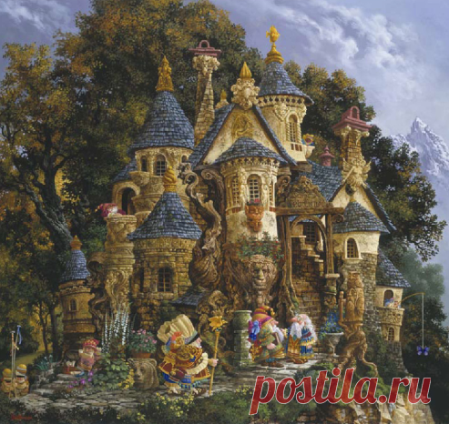 Сказочный замок. Вышивка крестом, схемы.