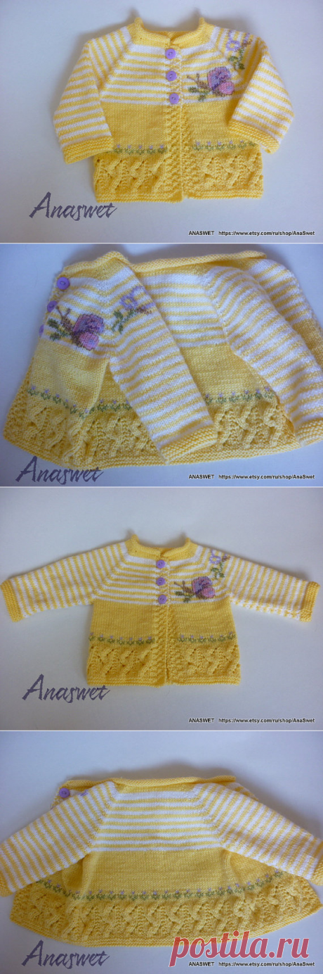 Knitting baby pattern.Pattern baby crdigan.Baby cardigan with