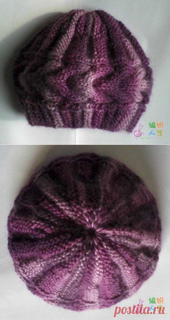 Шапочка связанная поперёк