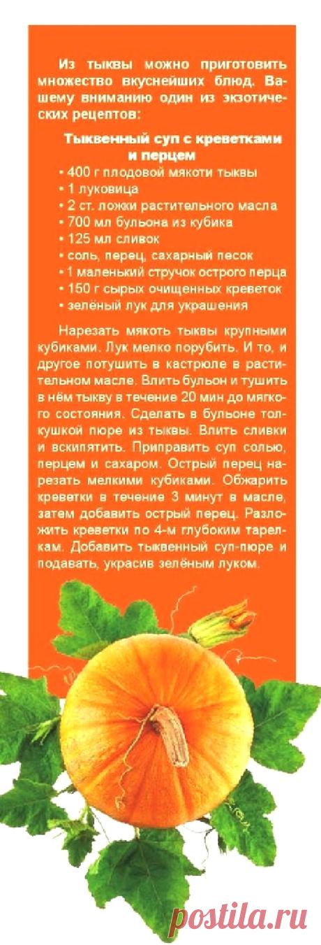 Тыквенный суп с креветками и перцем