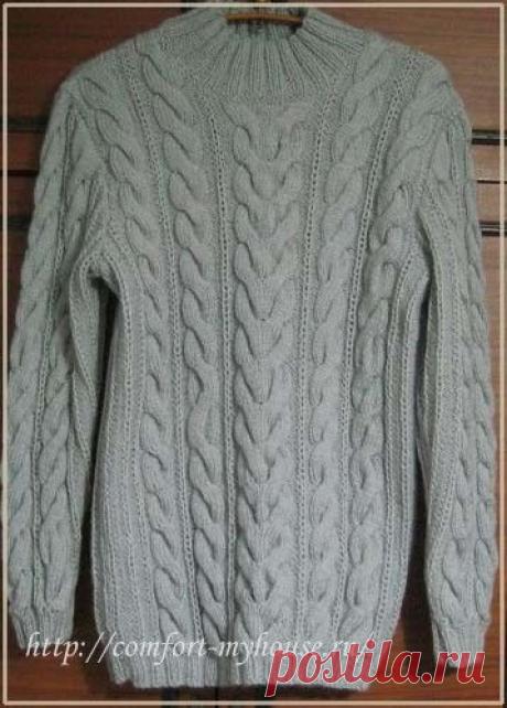 Теплый и уютный мужской свитер с косами | Уют и тепло моего дома