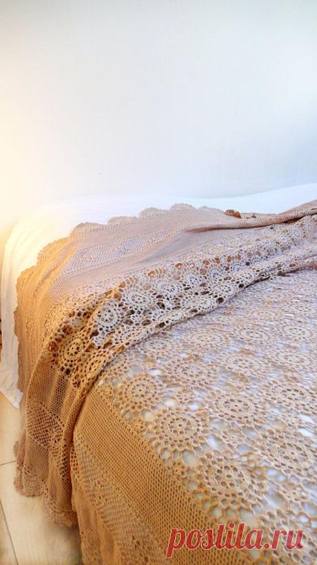 Vintage crocheted blanket Flower от lacasadecoto на Etsy