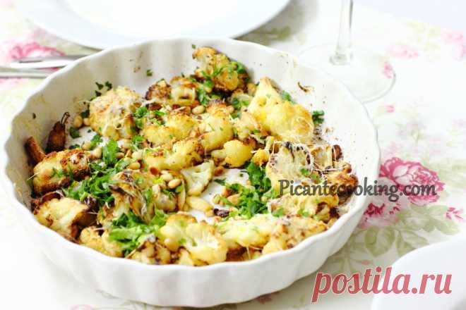 Запечена цвітна капуста з часником і сиром | Picantecooking