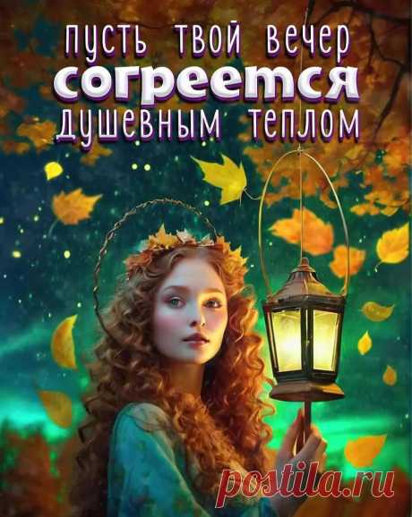 Прикольная осенняя открытка добрый вечер