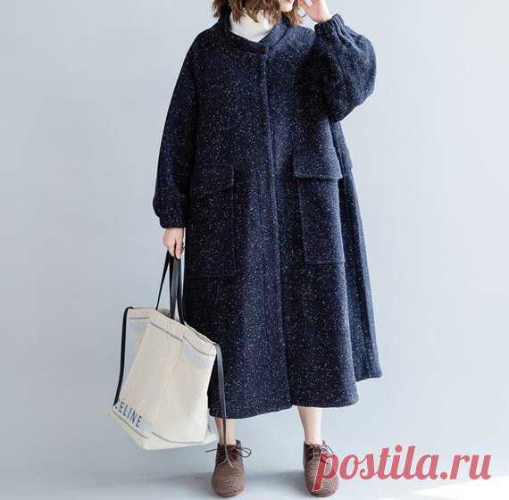 Navy blue women's long Wool coat winter coat long | Etsy