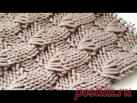 Неожиданный эффект от вытянутых петель в новом узоре спицами🌹 knitting pattern.