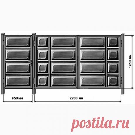 Ворота филенка с калиткой рядом№4-2мх4м