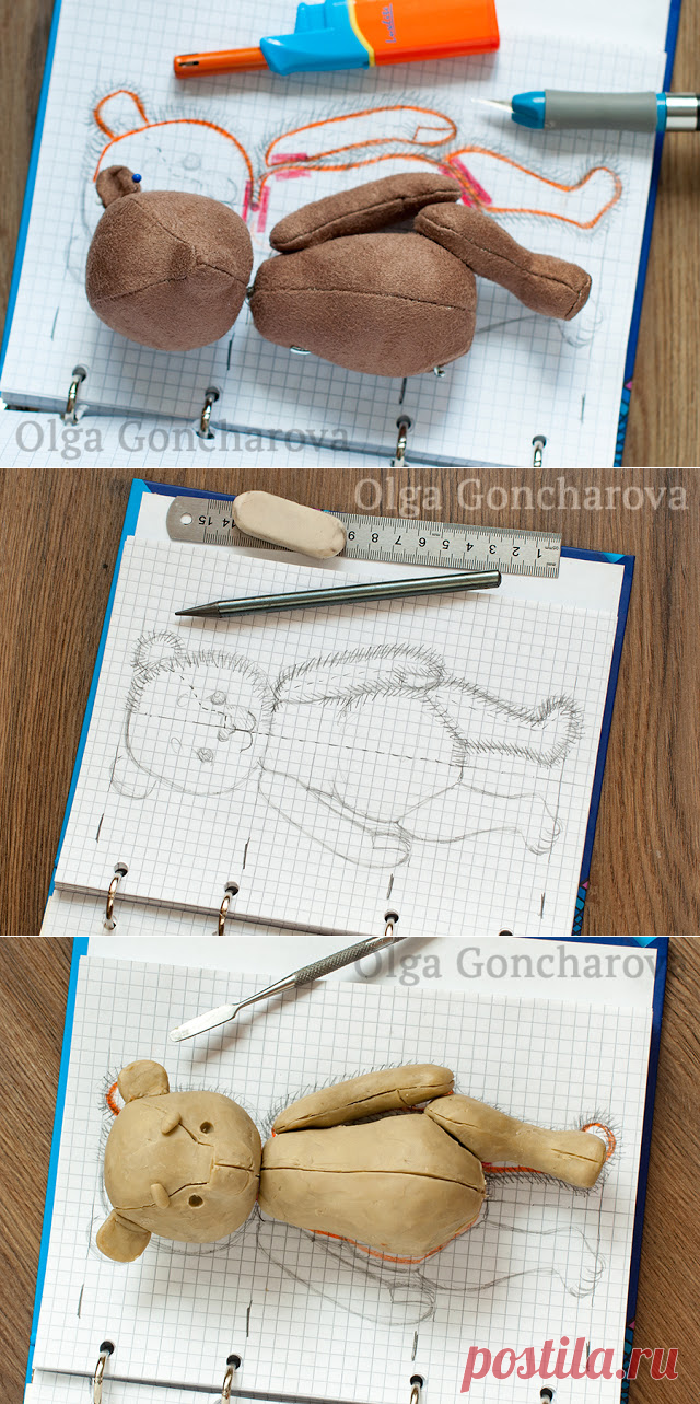 Creations by Olga Goncharova: Мастер-класс: Выкройка мишки тедди с нуля / How to make a teddy bear pattern from scratch