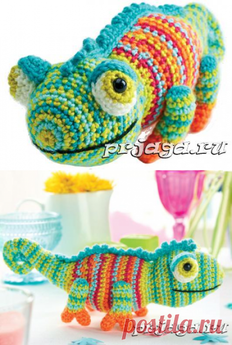 Игрушка крючком – Хамелеон