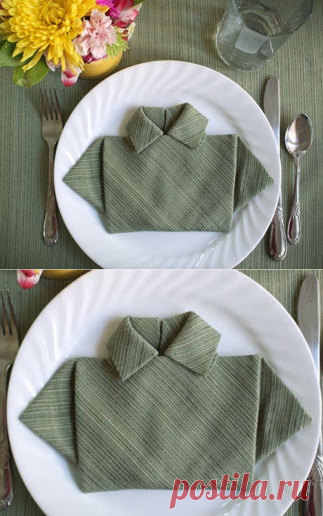 Как сложить салфетку в виде мужской сорочки - Nebka.Ru