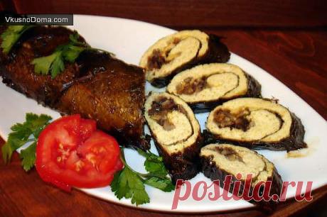 Куриный рулет с карри, сыром и грибами, завернутый в виноградные листья / Домашние рецепты. Готовим дома вкусно!